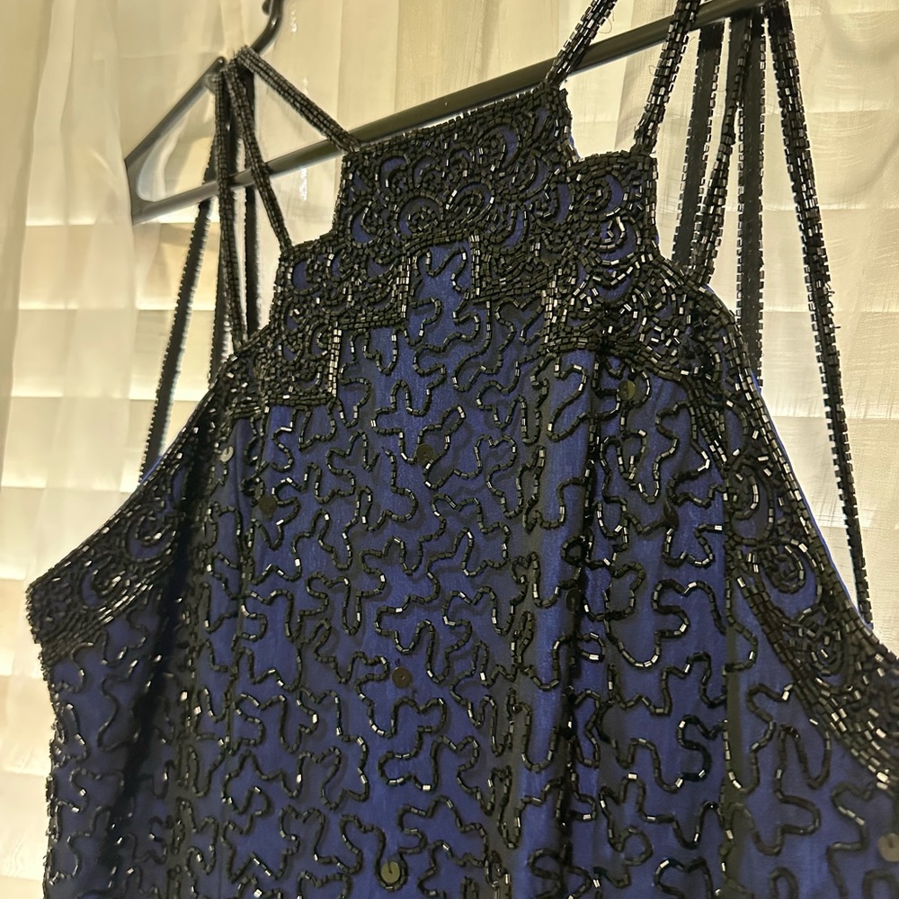 Andretta Donatello Beaded Navy Formal Dress